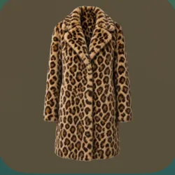 A leopard-print coat with a wide collar