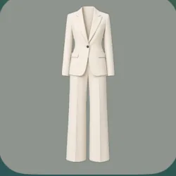 A cream blazer with matching wide-leg trousers
